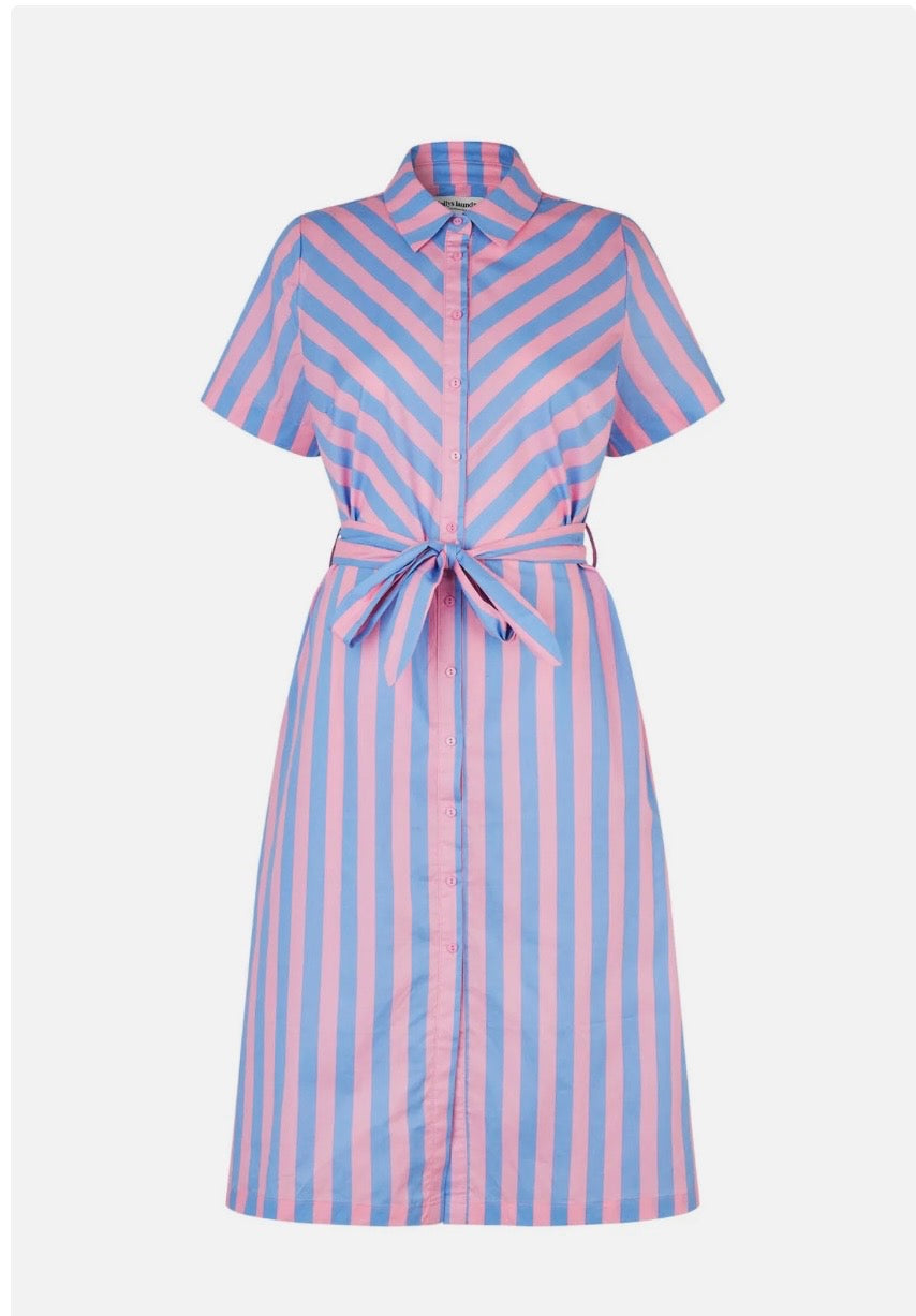 Tulle pink/blue stripe midi dress 154