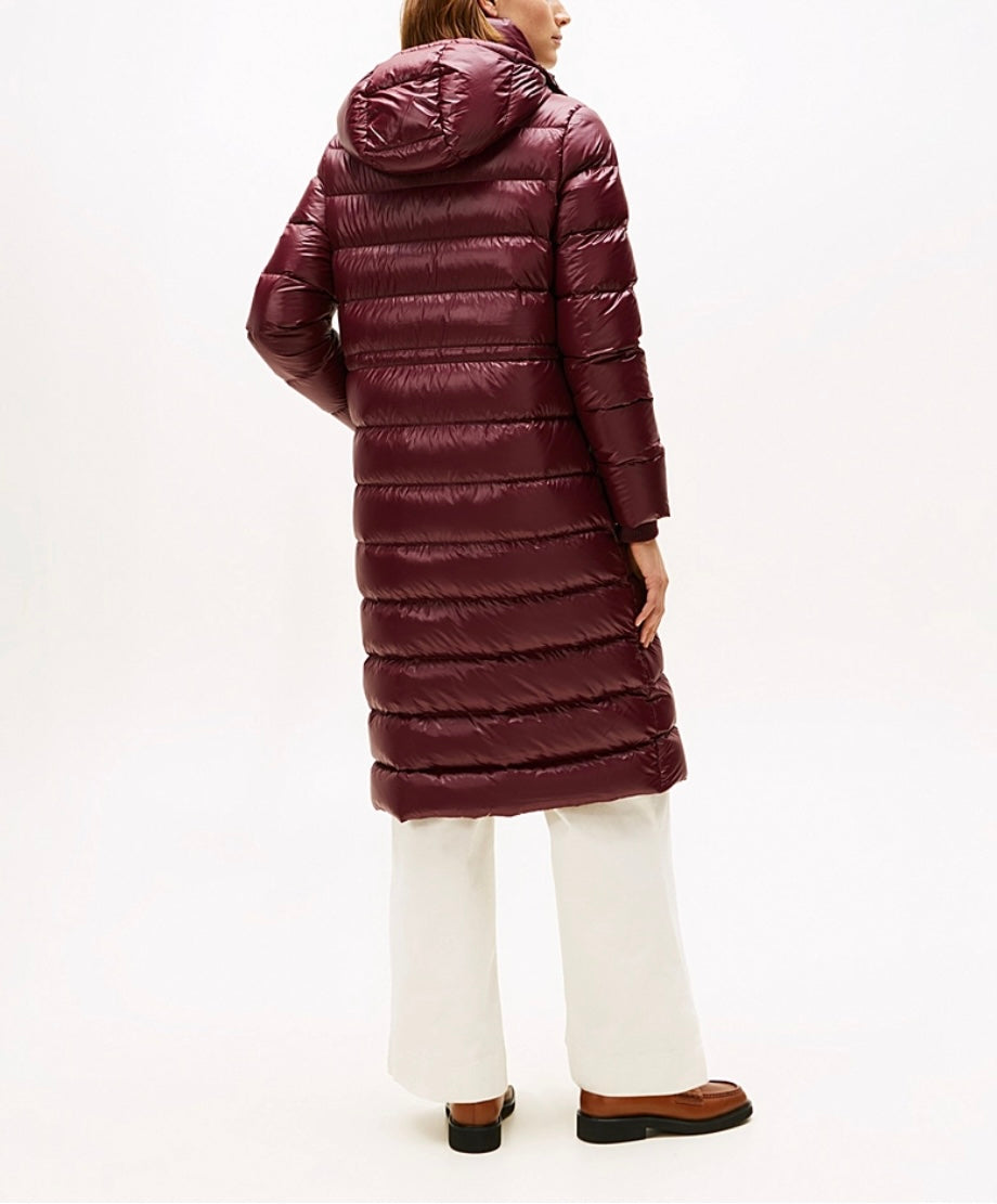 Deep Burgundy gloss waisted coat