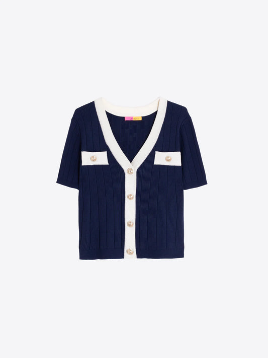 NAVY BLUE SHORT SLEEVE CARDIGAN
