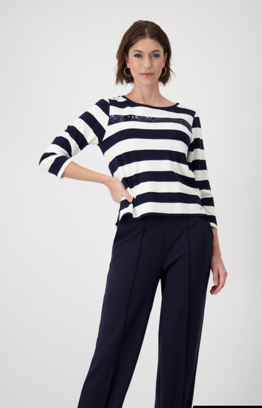 Striped navy white top