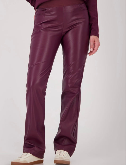 Bordeaux Leather Look Trouser 753