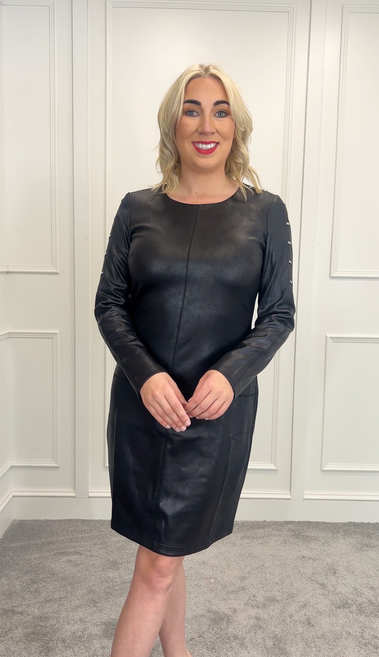 Black faux leather dress