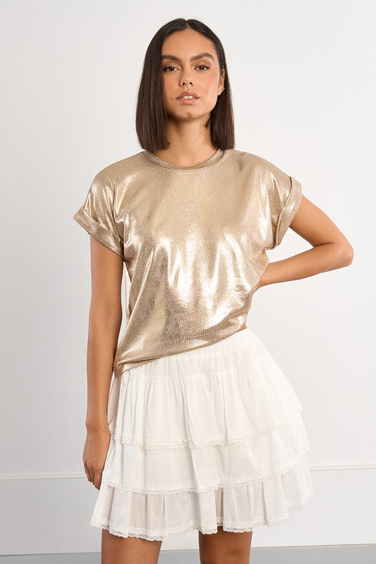GOLD T-SHIRT, METALLIC EFFECT
