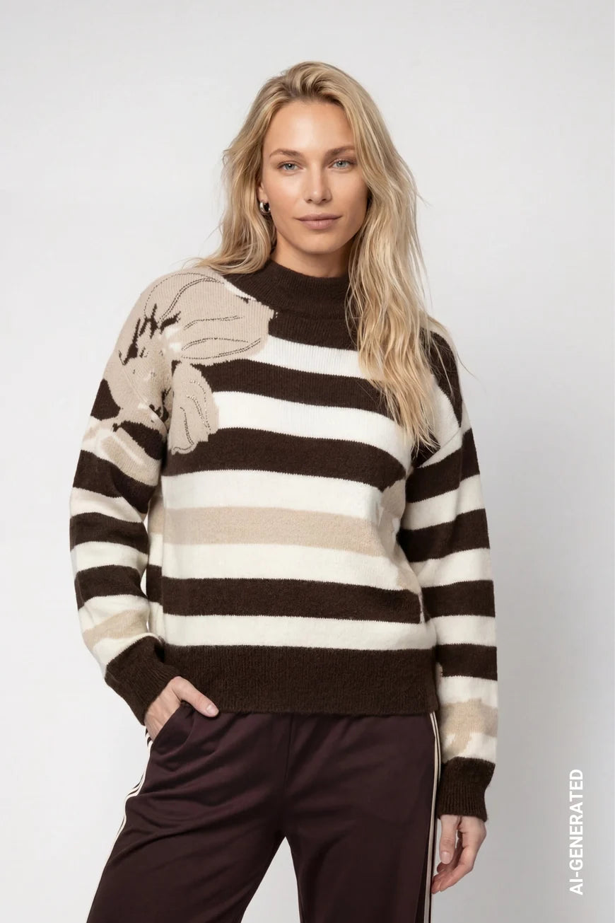 Flower stripe knit