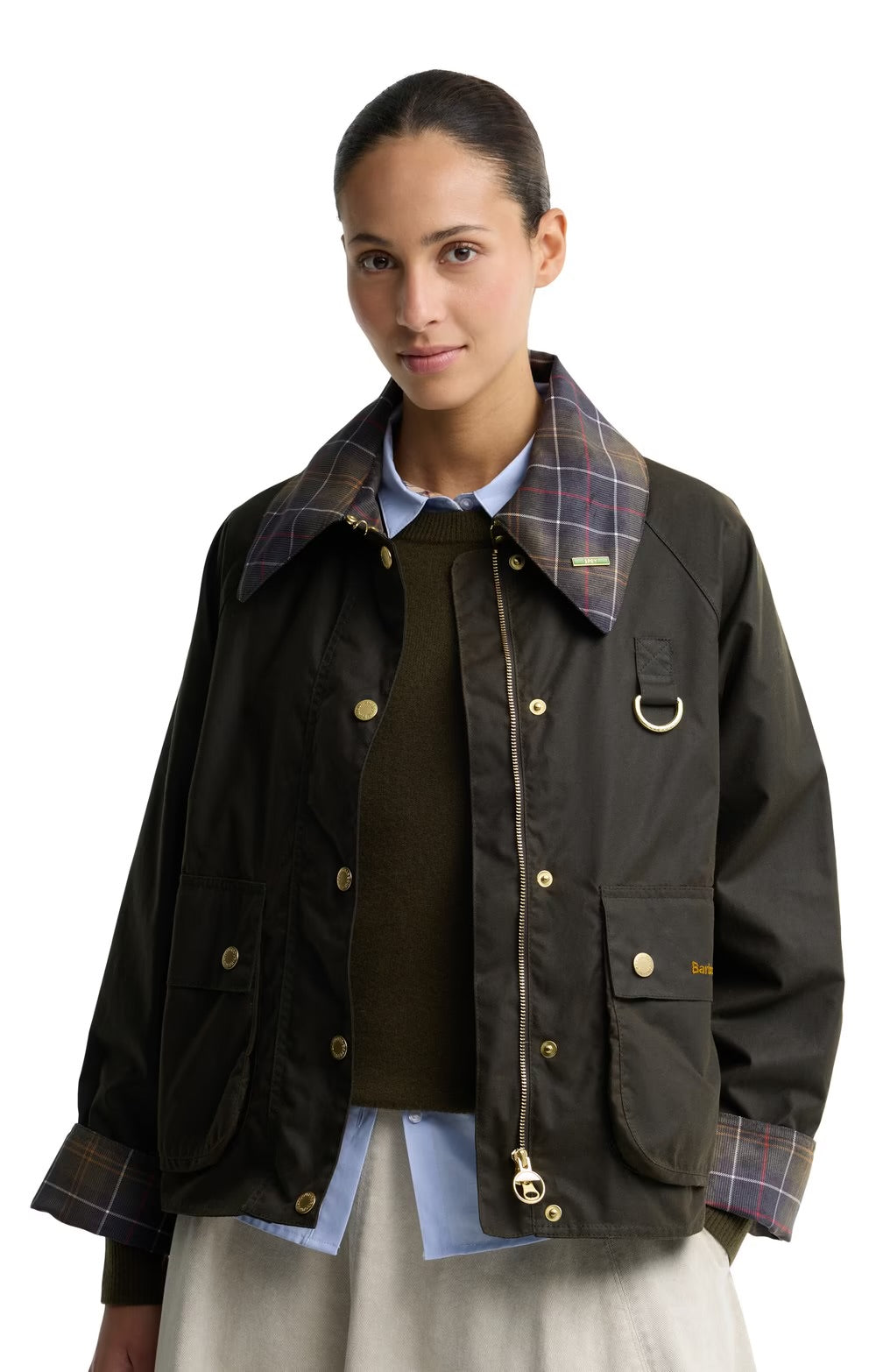 Tartan Collar Wax Spey Jacket Classic Olive 71