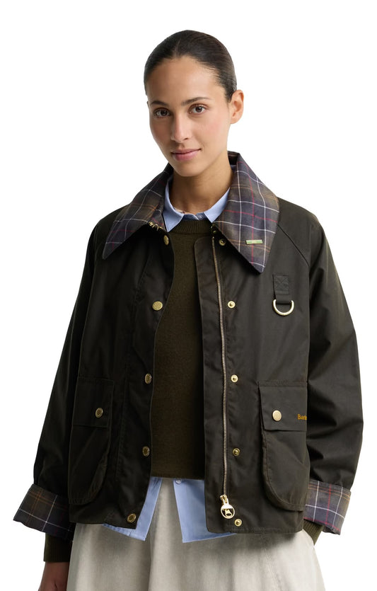 Tartan Collar Wax Spey Jacket Classic Olive 71