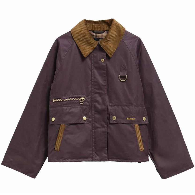Cottingham Wax Bordeaux Jacket Tartan Collar