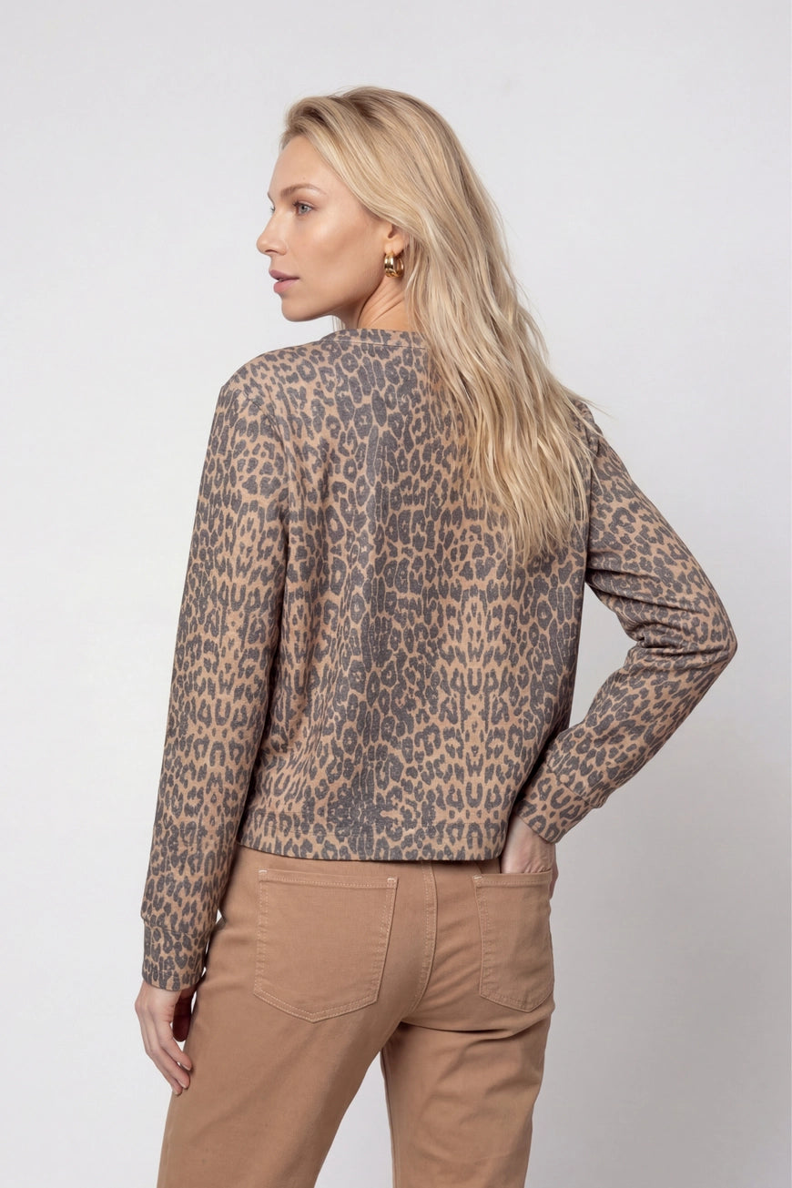 Leopard Cardigan Round Neck 836