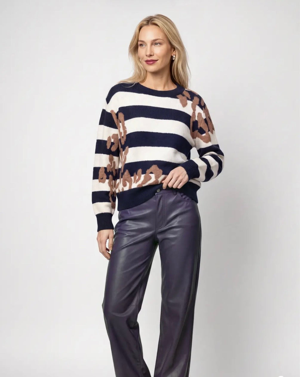 Navy Blue Stripe With Embellishment 320
