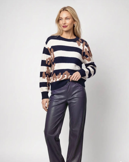 Navy Blue Stripe With Embellishment 320