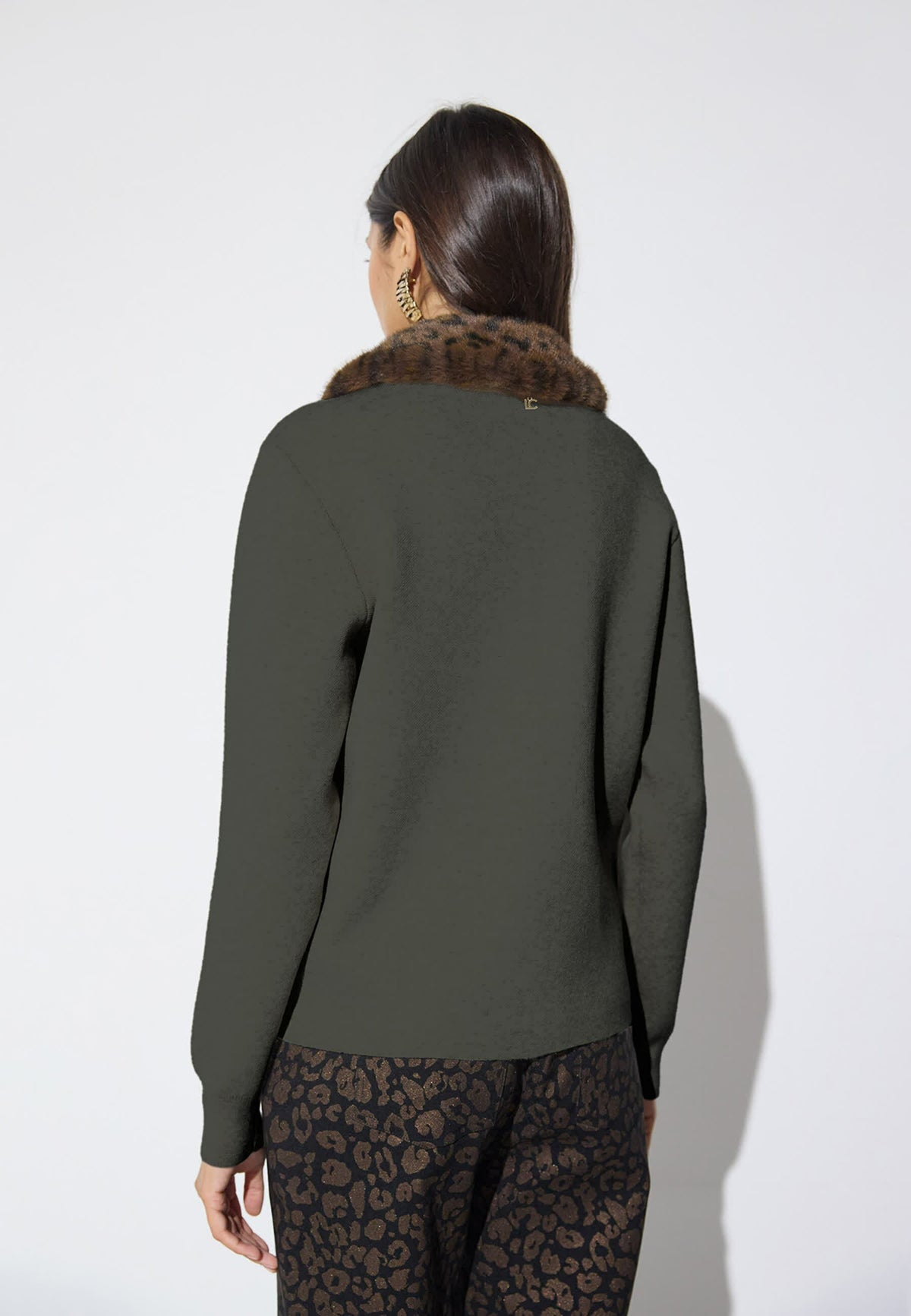 Leopard Green knit jacket