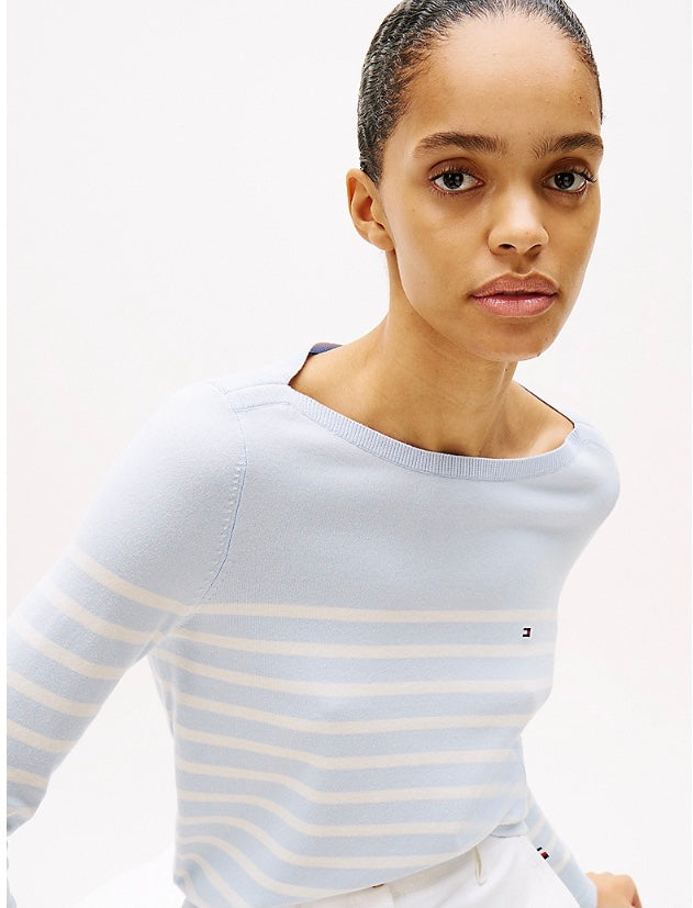 Jersey stitch breezy blue stripe