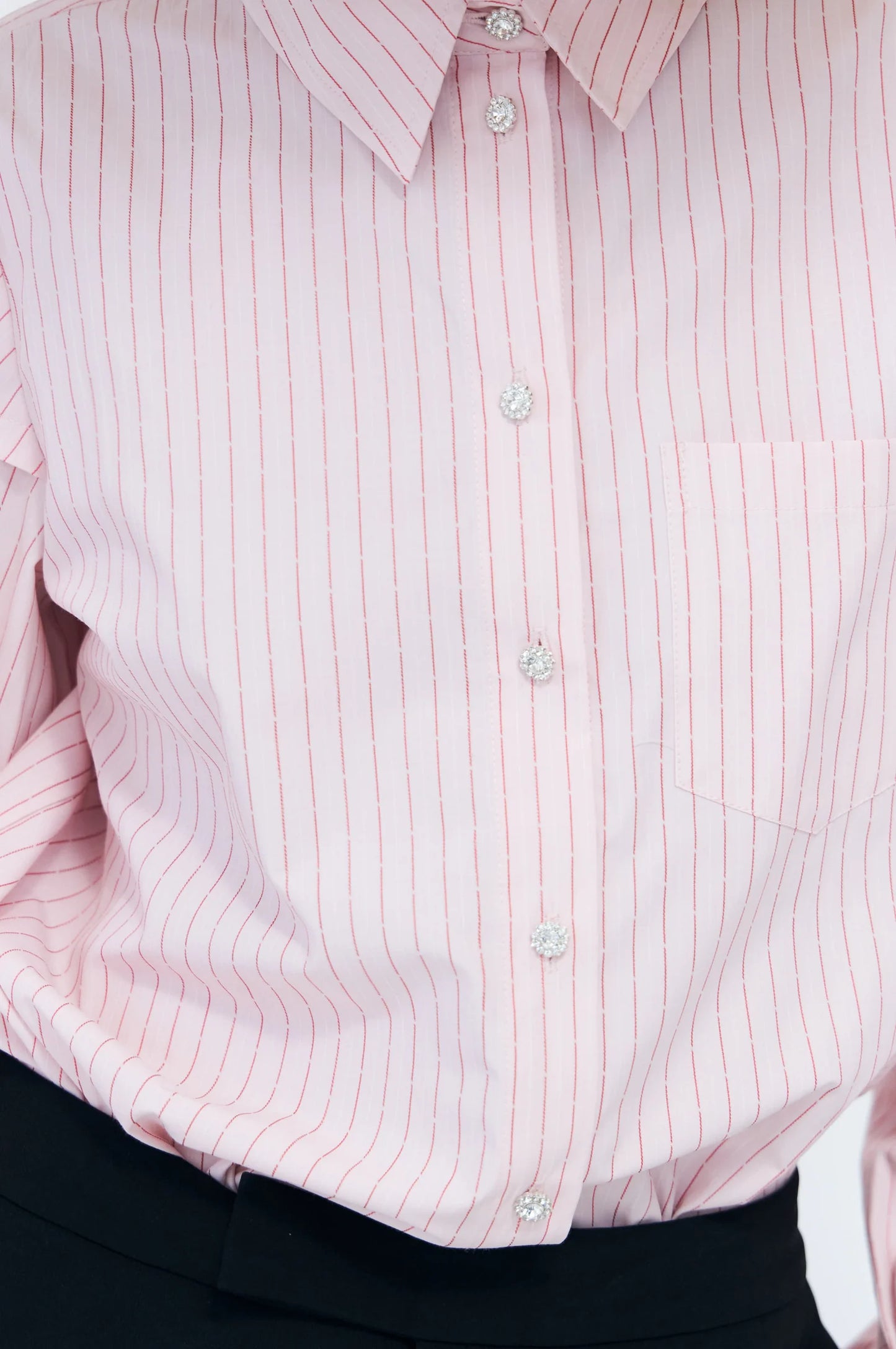 Pink/Stripe Puff Sleeve Blouse C762