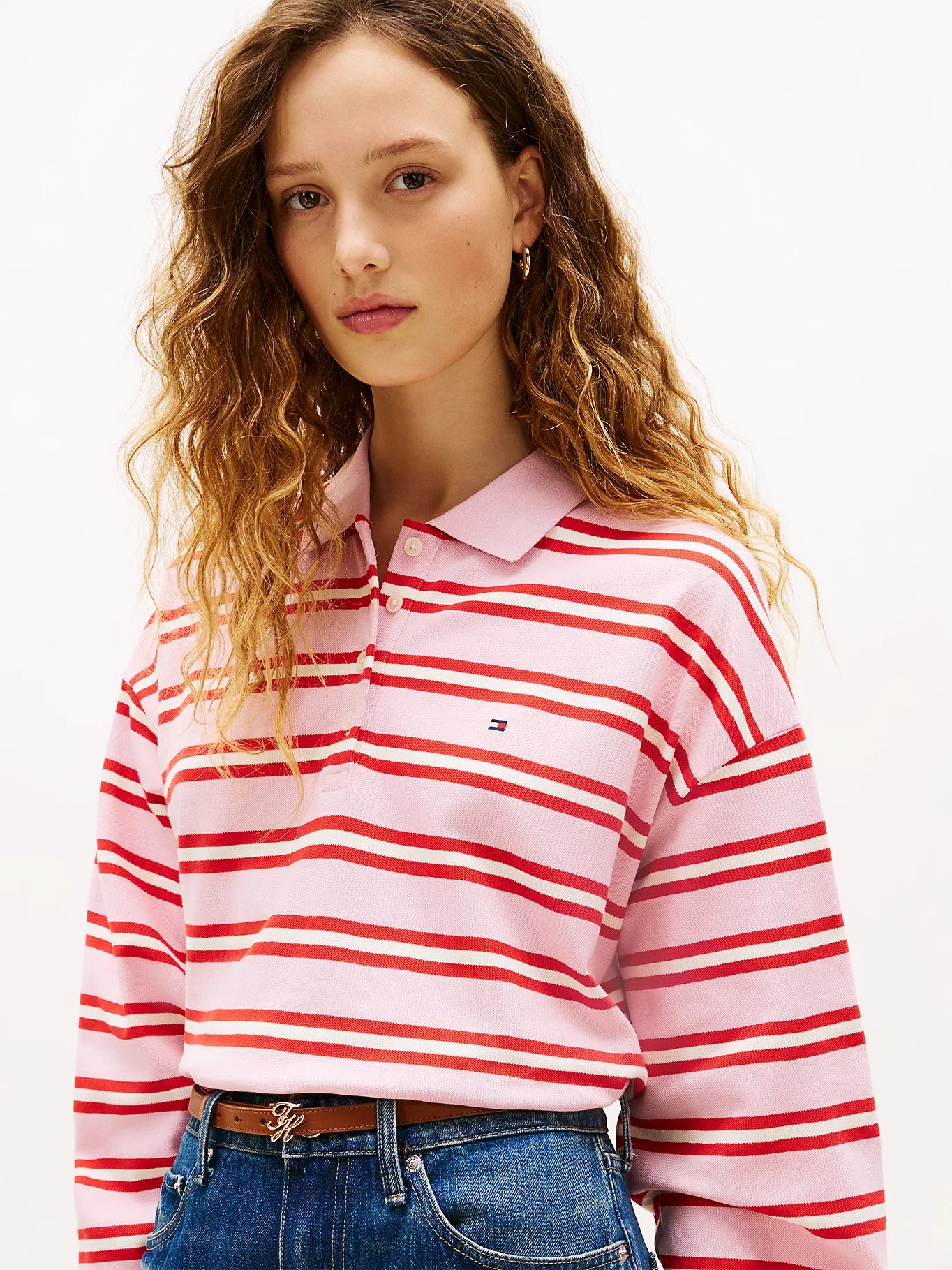 1985 Relaxed Fit Stripe Long Sleeve Polo Shirt