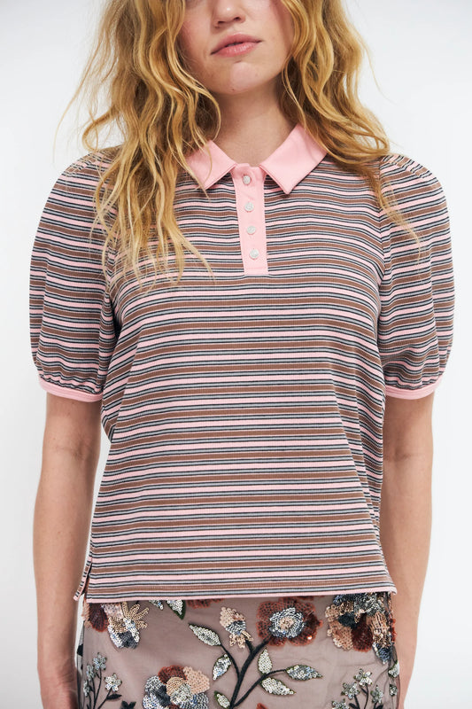 Pink/Stripe Polo Shirt C711