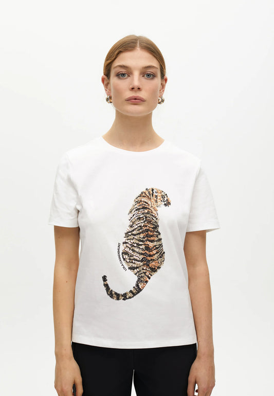Sequins Tiger -White