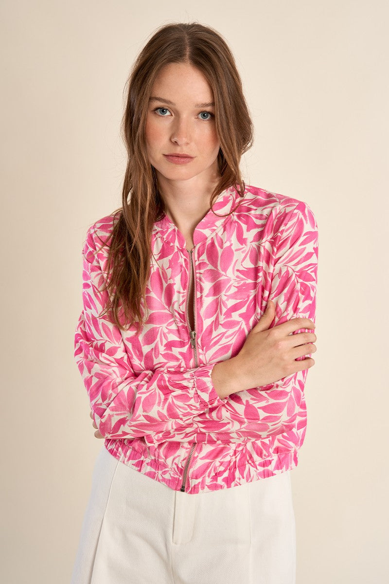 FLORAL PRINT BOMBER JACKET