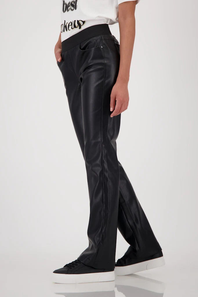 Montana black leather look flare trouser 753