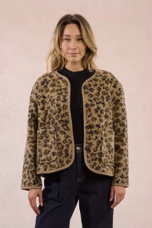 Molly ladies woven leopard print jacket