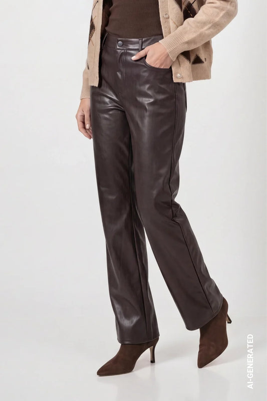 Brown leather effect trousers 110