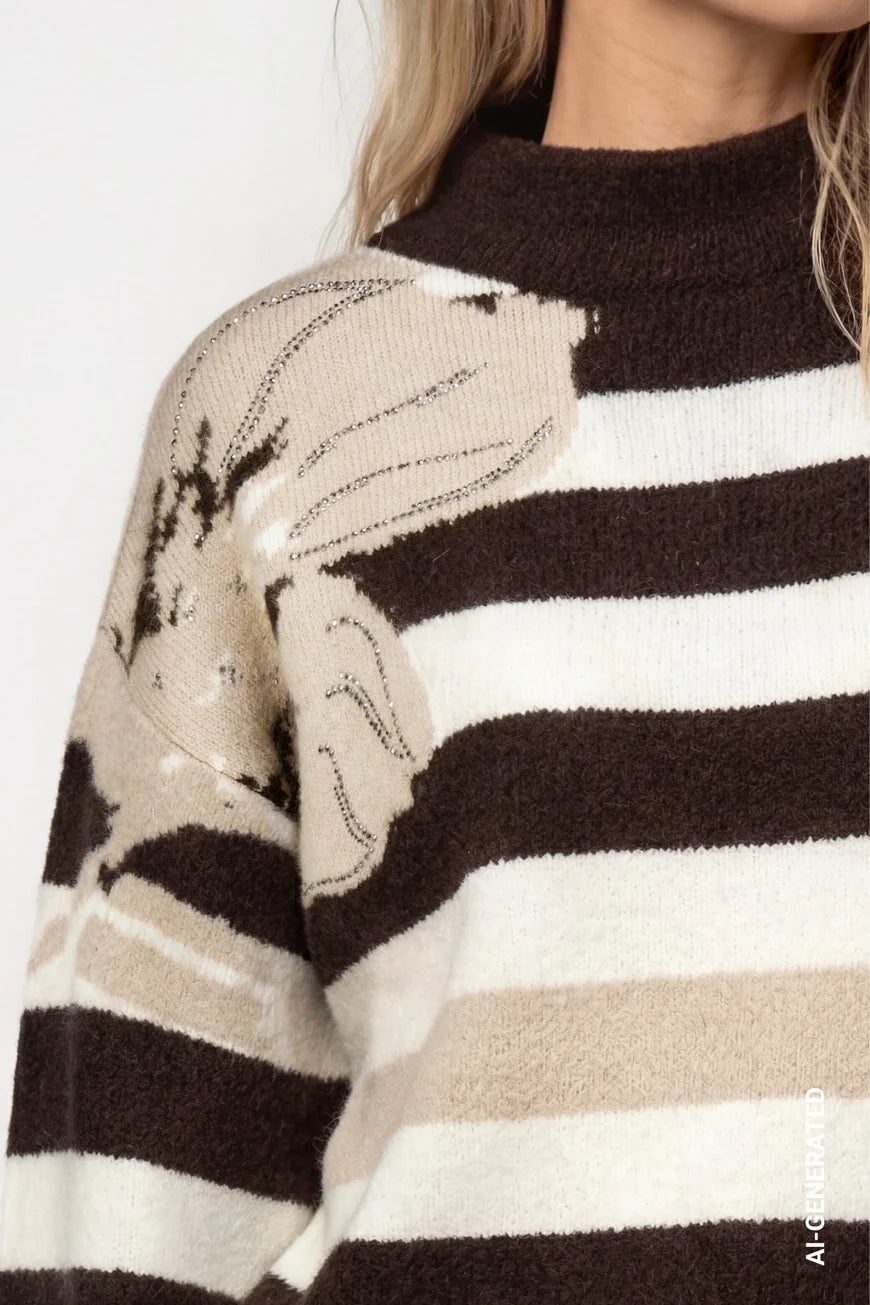 Flower stripe knit