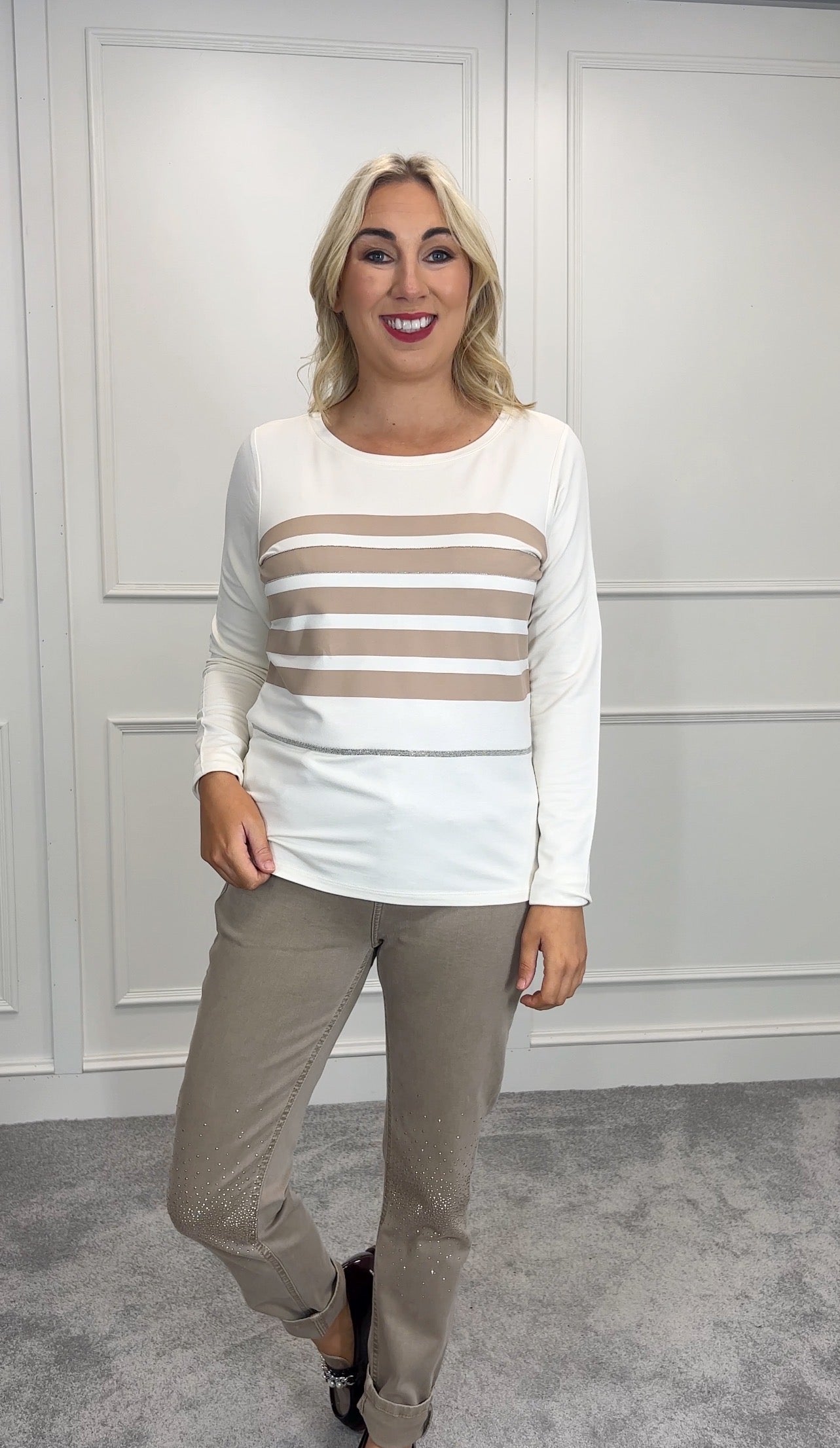 Camel stripe top