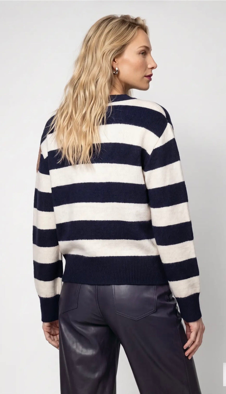 Navy Blue Stripe With Embellishment 320