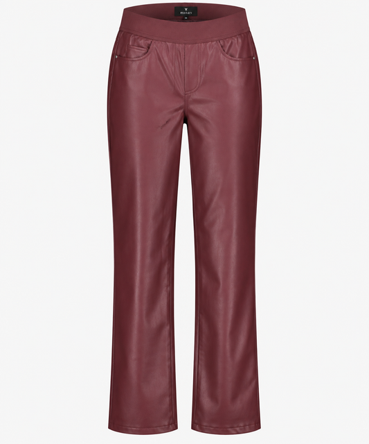 Burgundy leather effect trousers