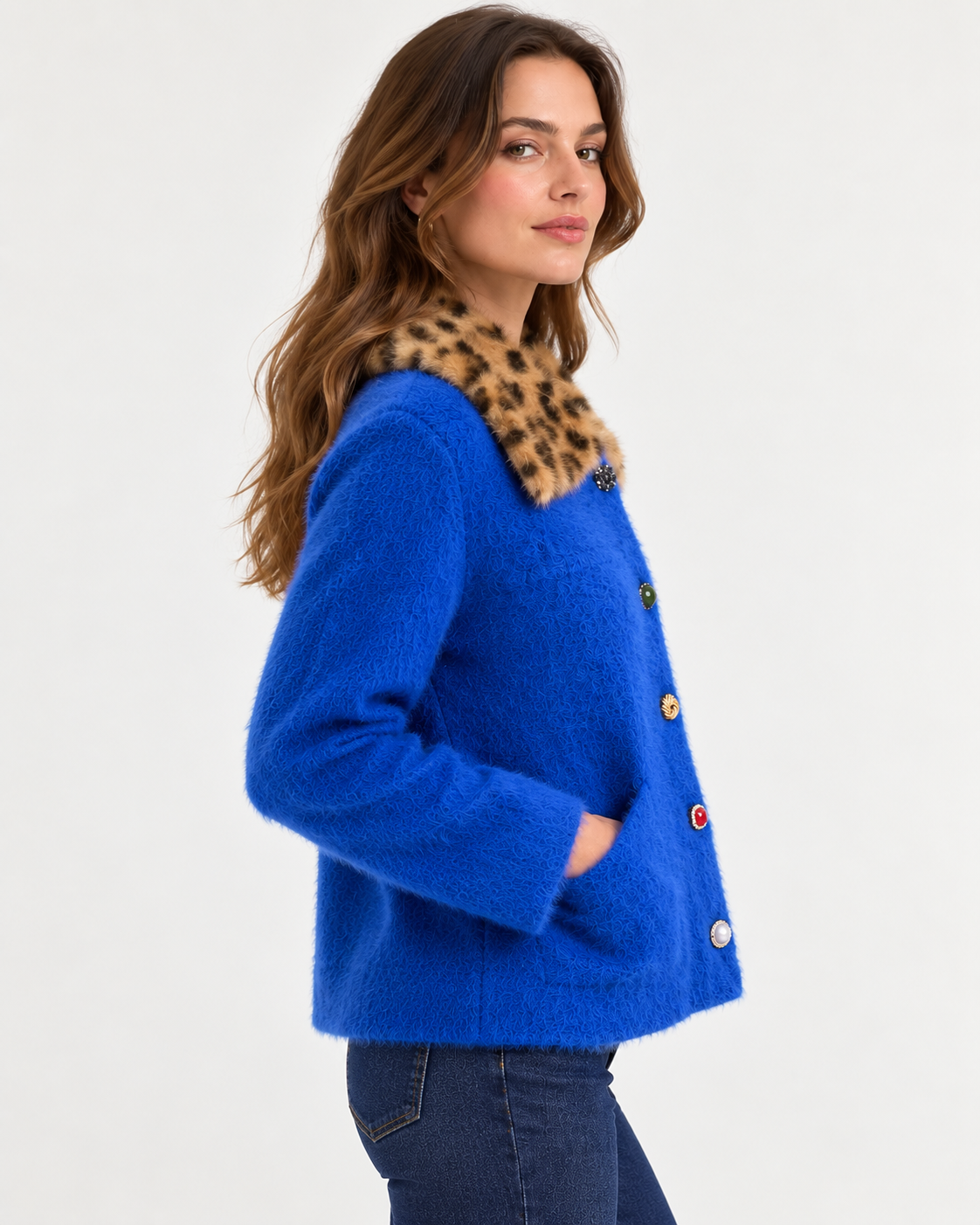 Leopard blue cardigan