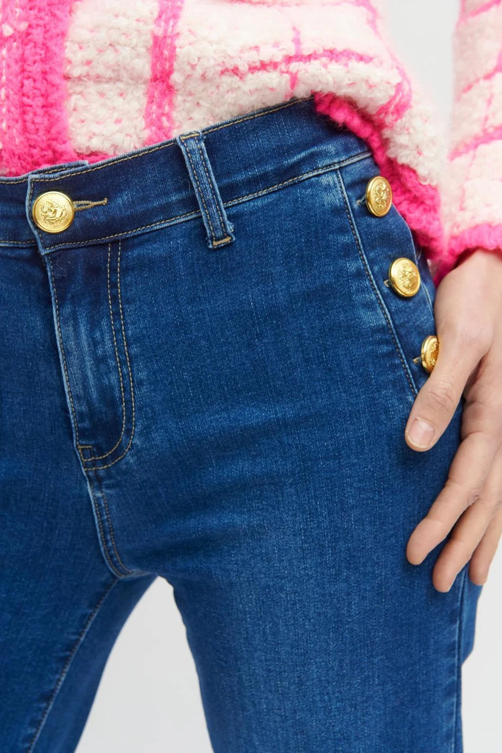 Boecillo denim jean with gold button detail