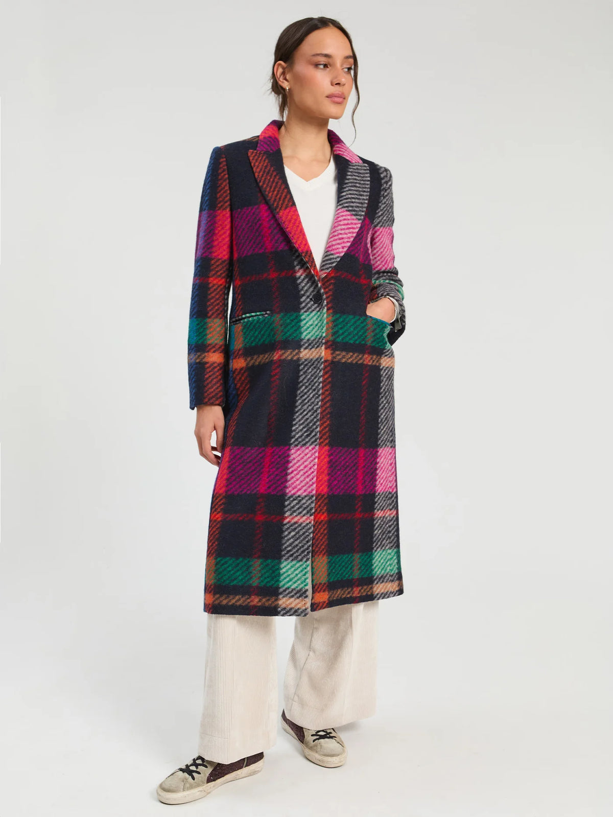 Check Wool Coat Multi Colour