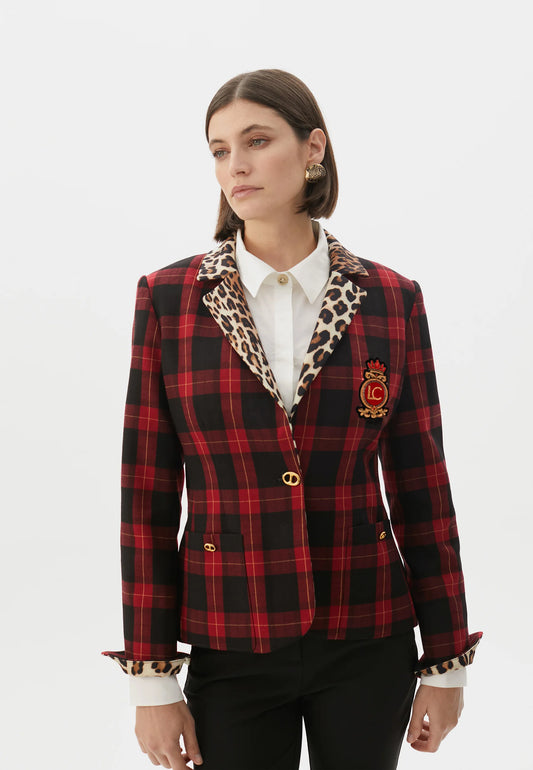 Animal print and tartan blazer