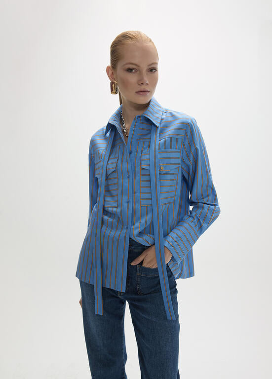 Long Sleeve Striped Poplin Shirt