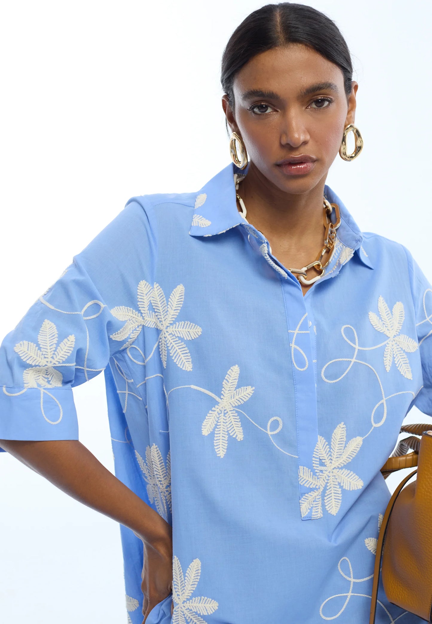 Floral embroidery dress