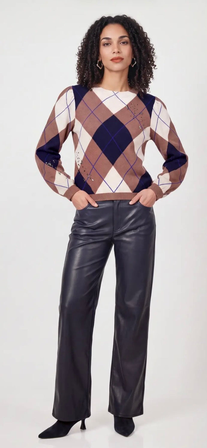 Diamond Print Jumper with Embellishment 364
