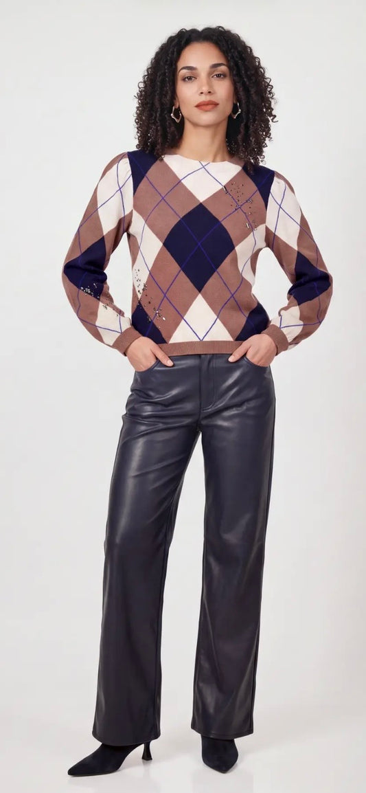Diamond Print Jumper with Embellishment 364