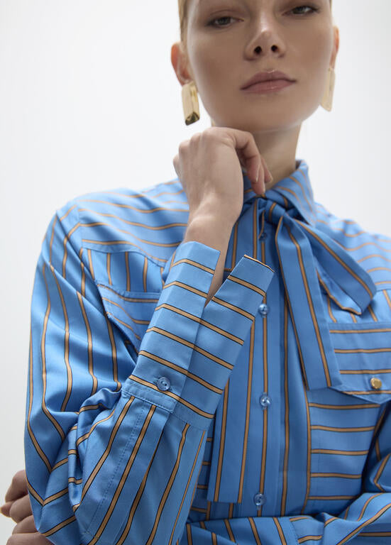 Long Sleeve Striped Poplin Shirt