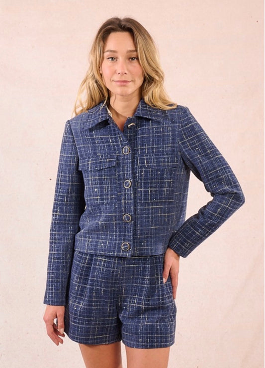 Molly ladies denim blue woven jacket