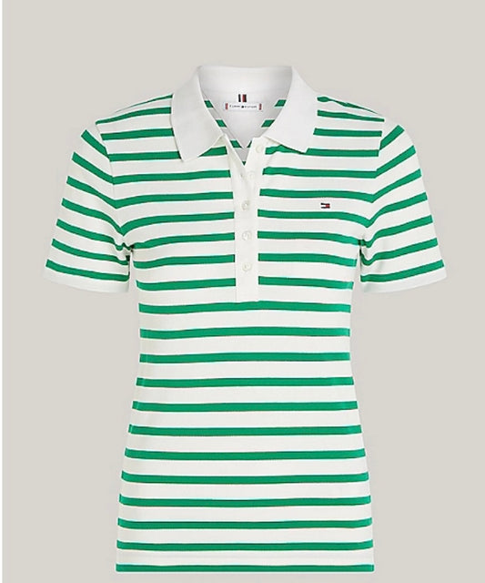 Breton green stripe polo shirt