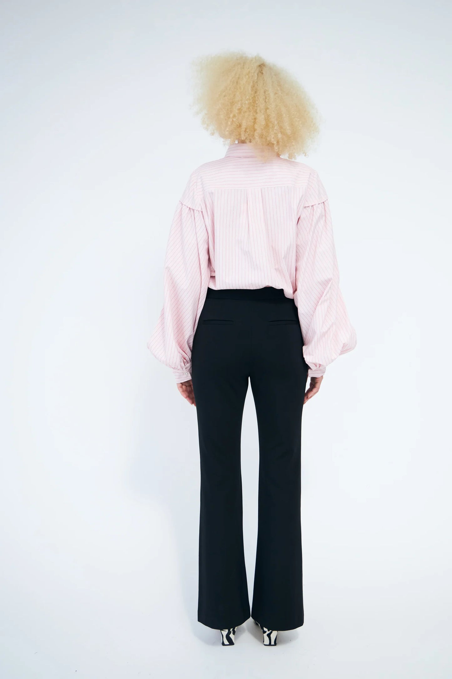Pink/Stripe Puff Sleeve Blouse C762