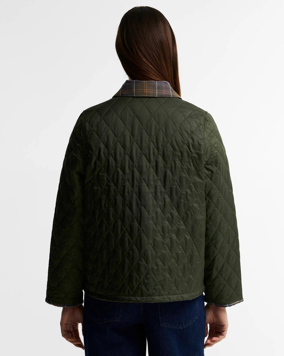 Tartan Collar Liddesdale Quilted Green Jacket L74