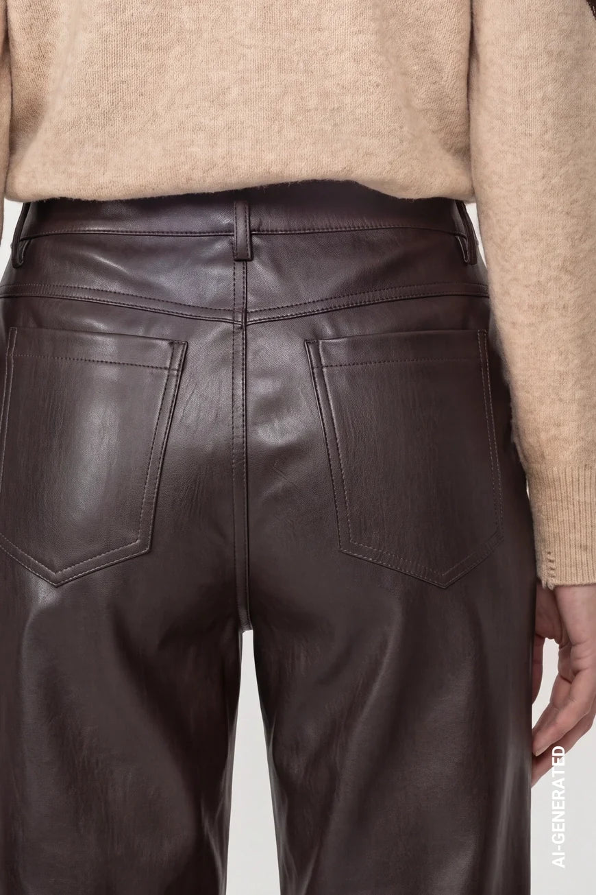 Brown leather effect trousers 110