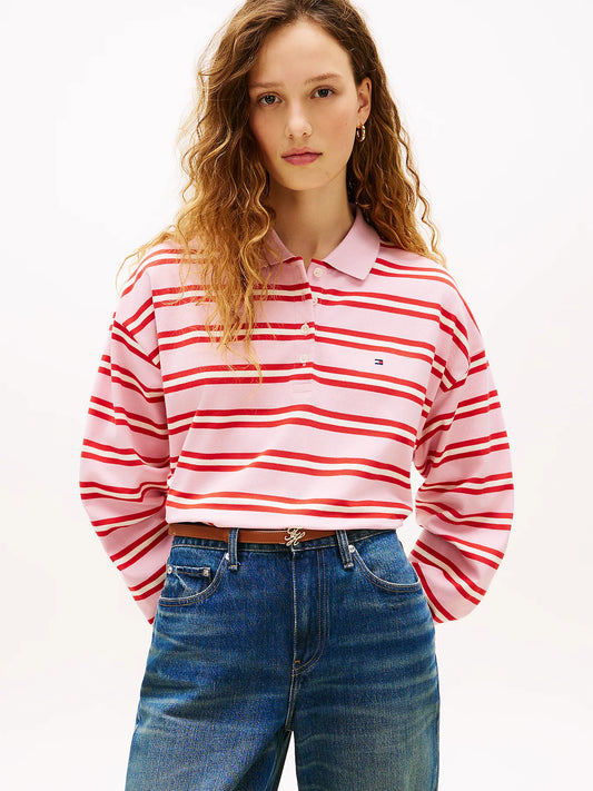 1985 Relaxed Fit Stripe Long Sleeve Polo Shirt