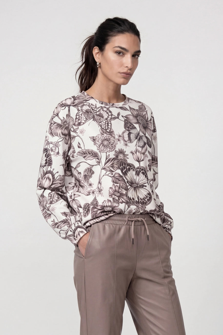 Sweatshirt Taupe  Cream Pattern 766