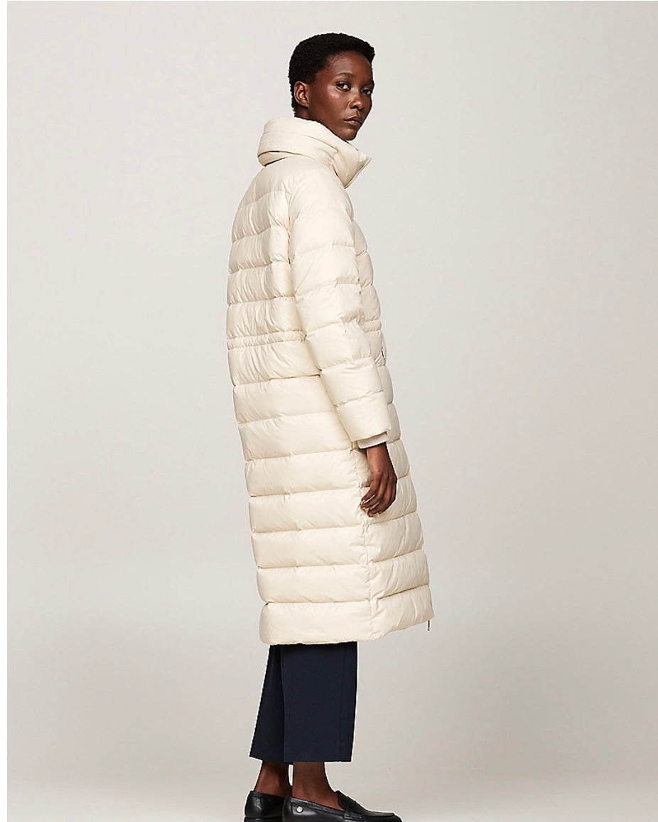 Down funnel neck quilted coat