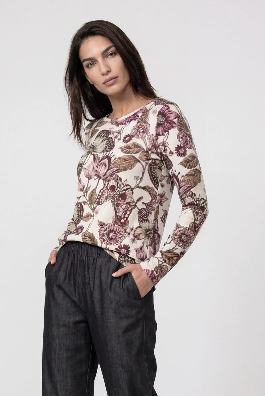 Long Sleeve Blume Print Top 751