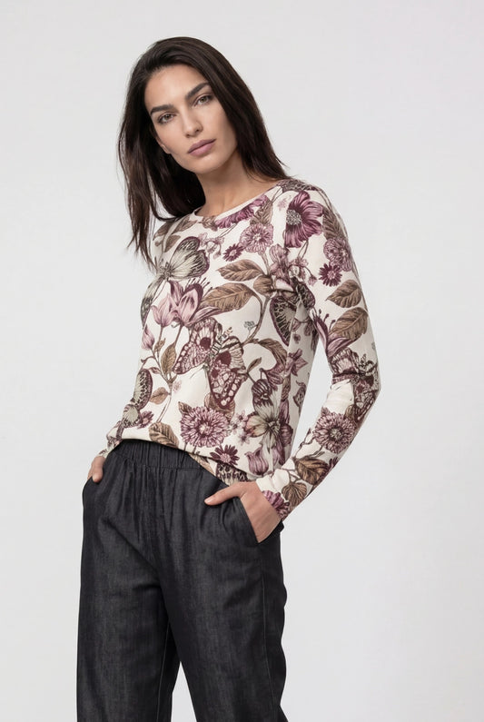 Long Sleeve Blume Print Top 751