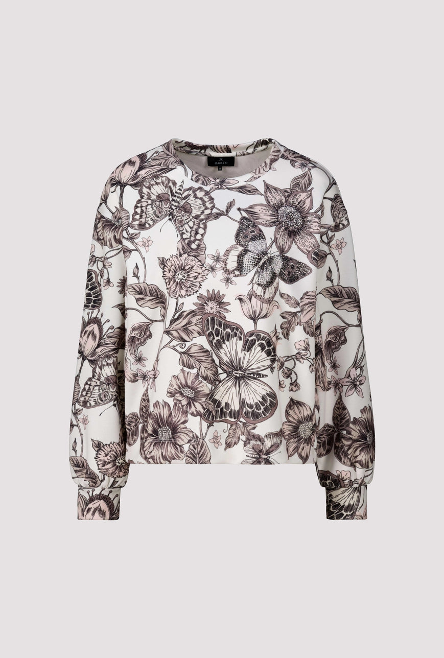 Sweatshirt Taupe  Cream Pattern 766