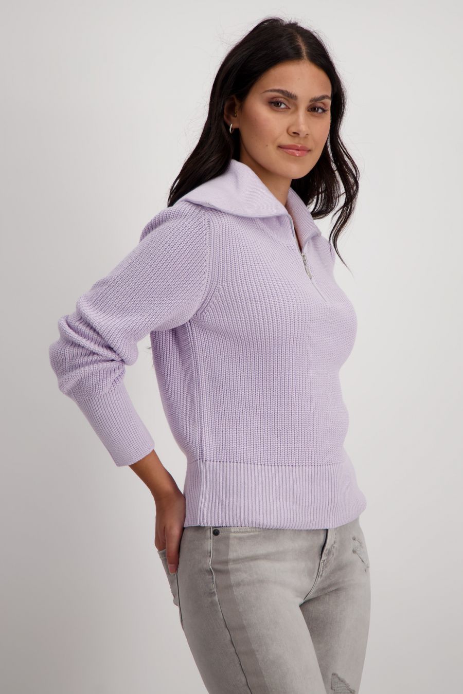 Lilac half zip knit