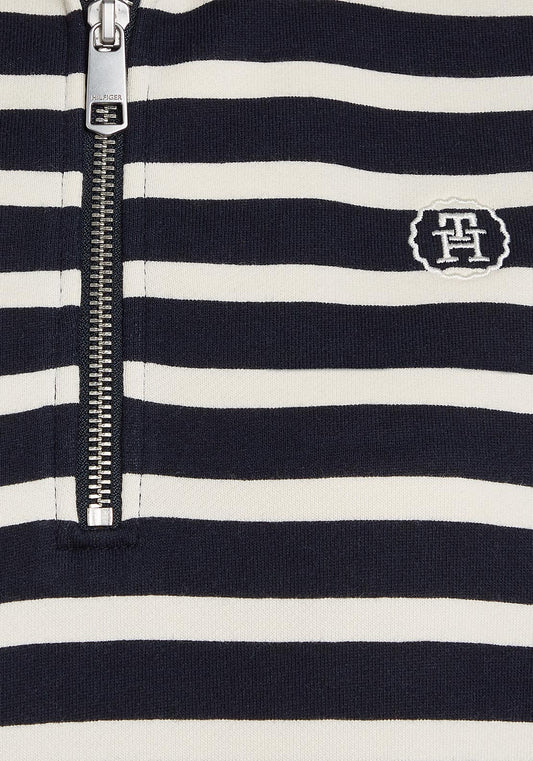 Breton Stripe Half Zip Jacket, Desert Sky